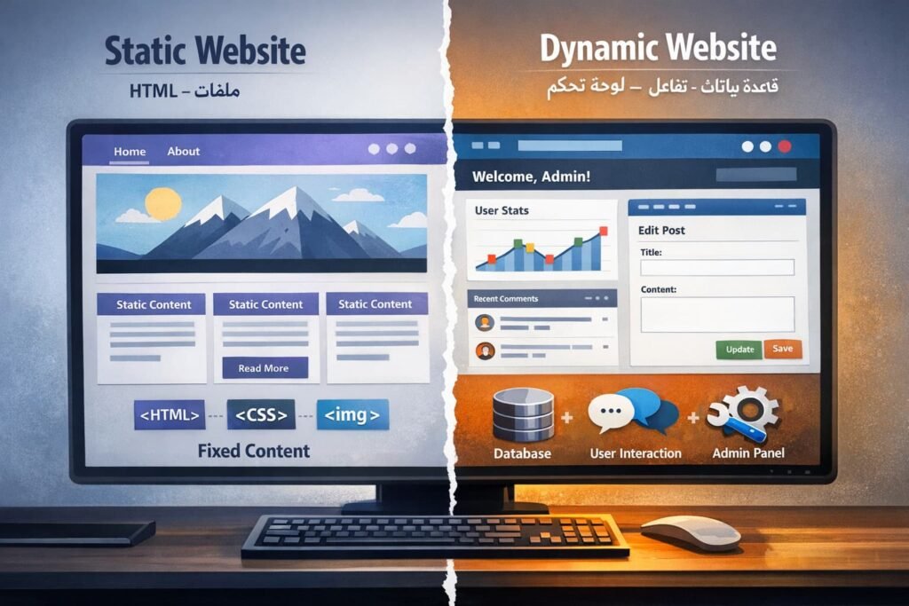 المواقع الثابتة والمواقع الديناميكية